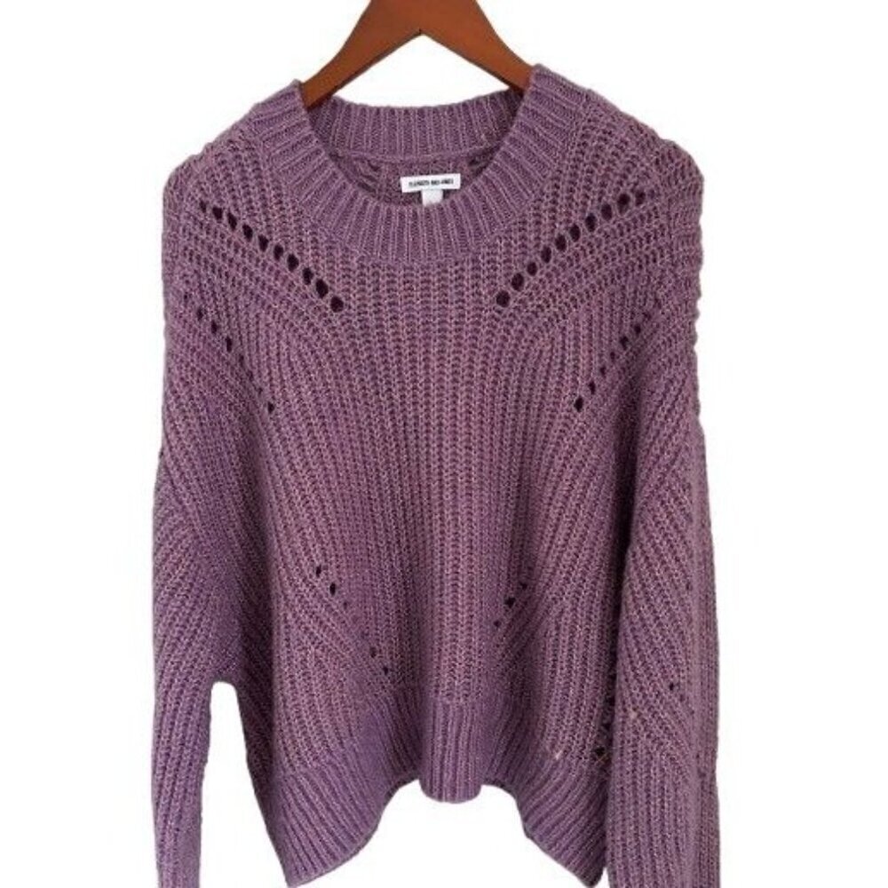 Elizabeth and James Sweater Knit Oversized Pullover Lavender Purple Size Large